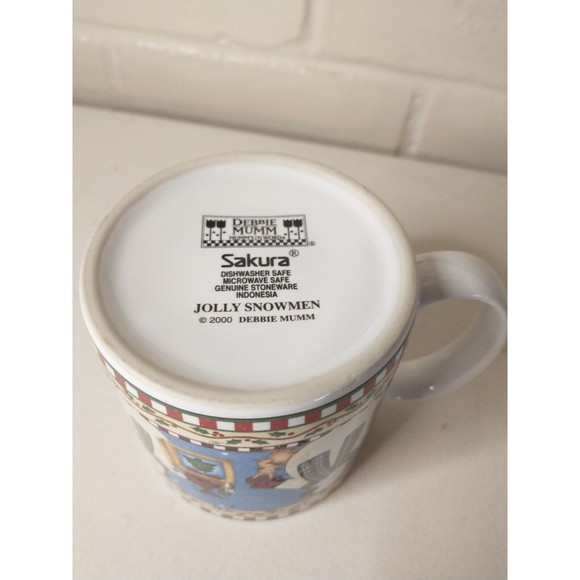 Jolly Snowmen Mugs Debbie Mumm Sakura  2000 Set Of 4 - Picture 13 of 13